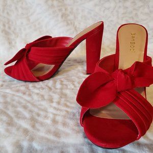 Red slip on heels